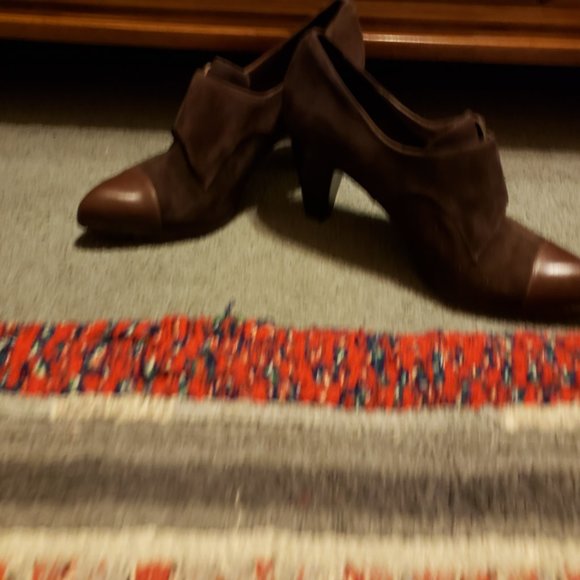 Via Spiga Brown Suede Double Monk Strap Booties/Pumps - Picture 3 of 6